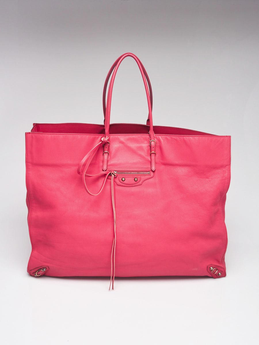 Balenciaga Rouge Grenade Calfskin Leather Papier XL Tote Bag