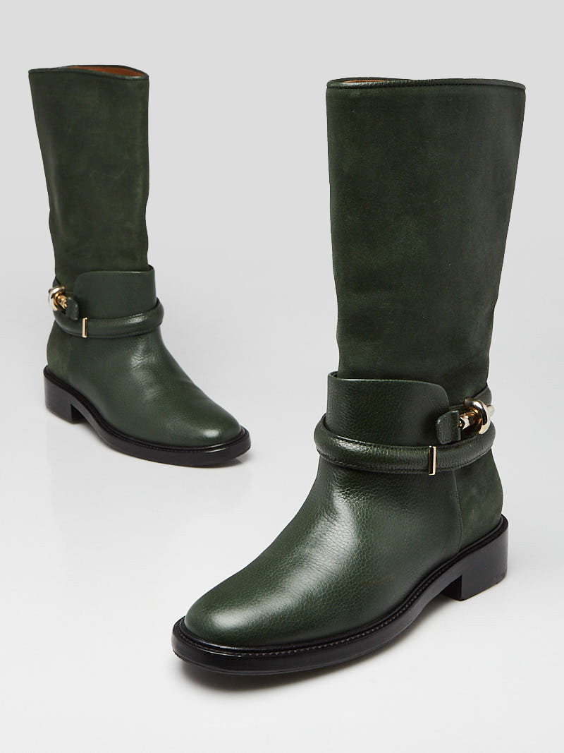 Balenciaga Green Leather Nubuck Boots Size 5.5 36