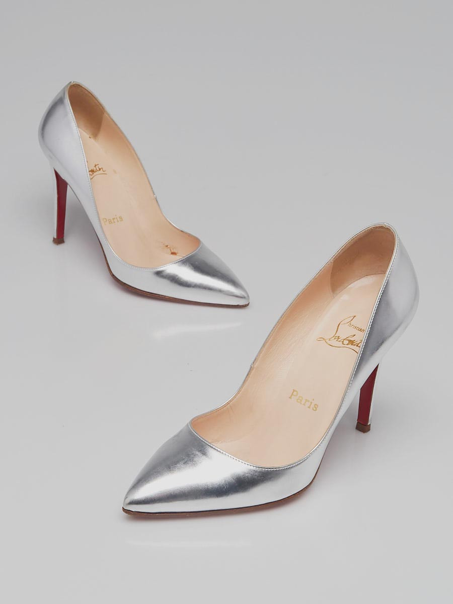 Christian Louboutin Metallic Silver Nappa Leather So Kate 100 Pumps Size 6.5 37