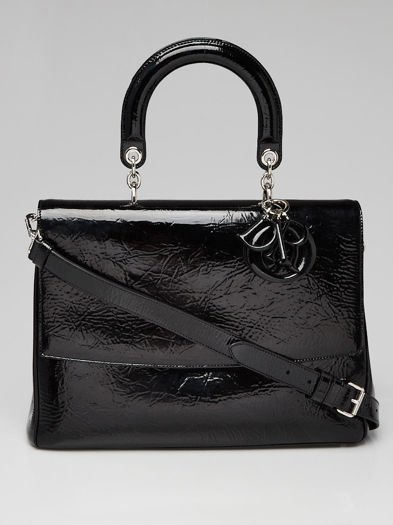 Christian Dior Black Patent Leather Be Dior Large Flap Bag
