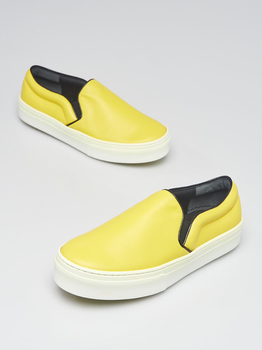 Celine Yellow Leather Slip On Sneakers Size 5.5 36