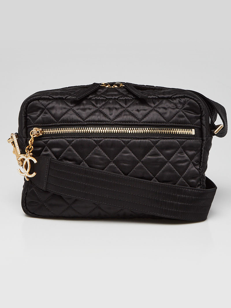 Chanel Black Quilted Satin and Crystals Paris-Hamburg Camera Crossbody Bag