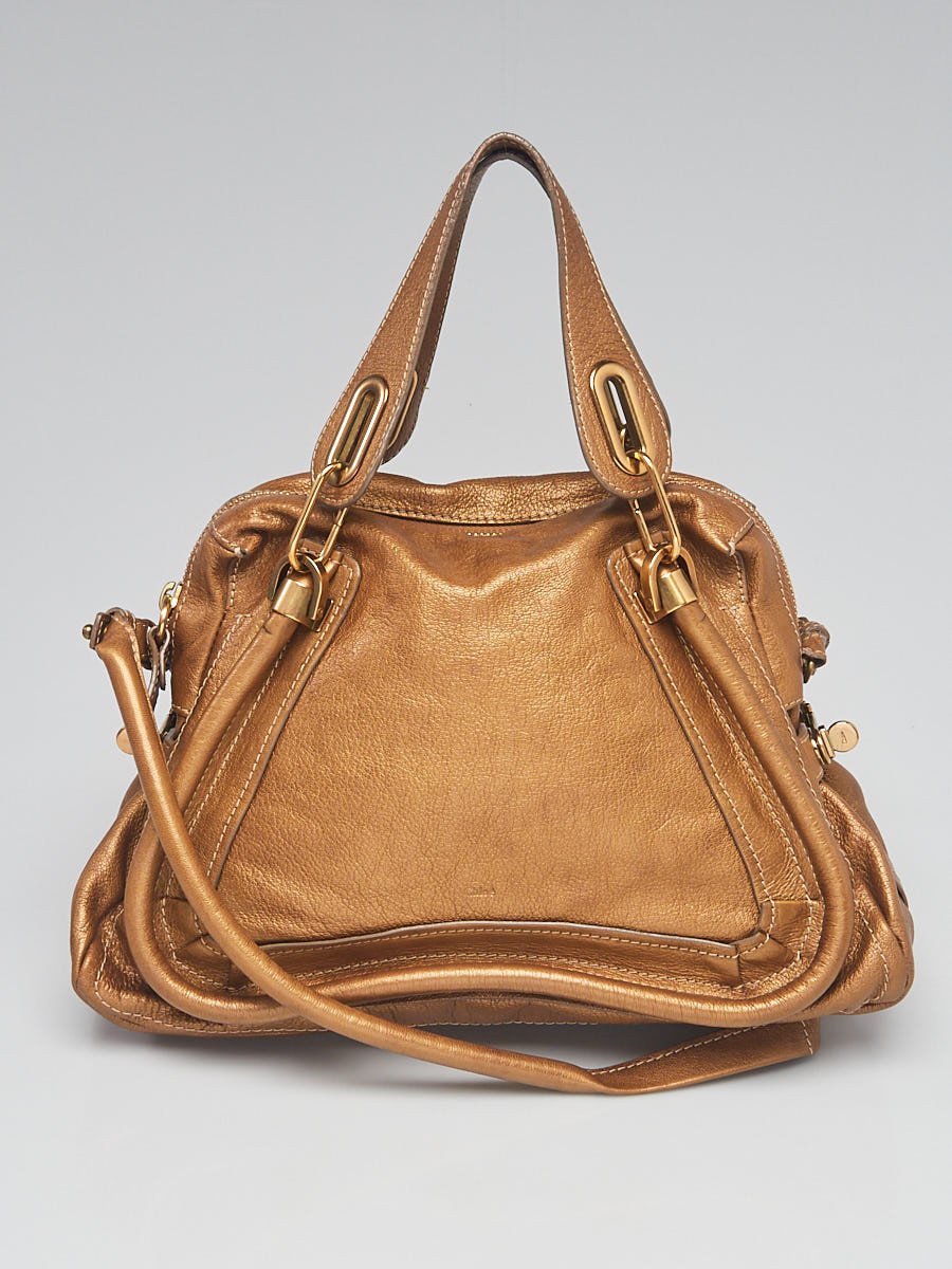 Chloe Gold Pebbled Leather Medium Paraty Bag