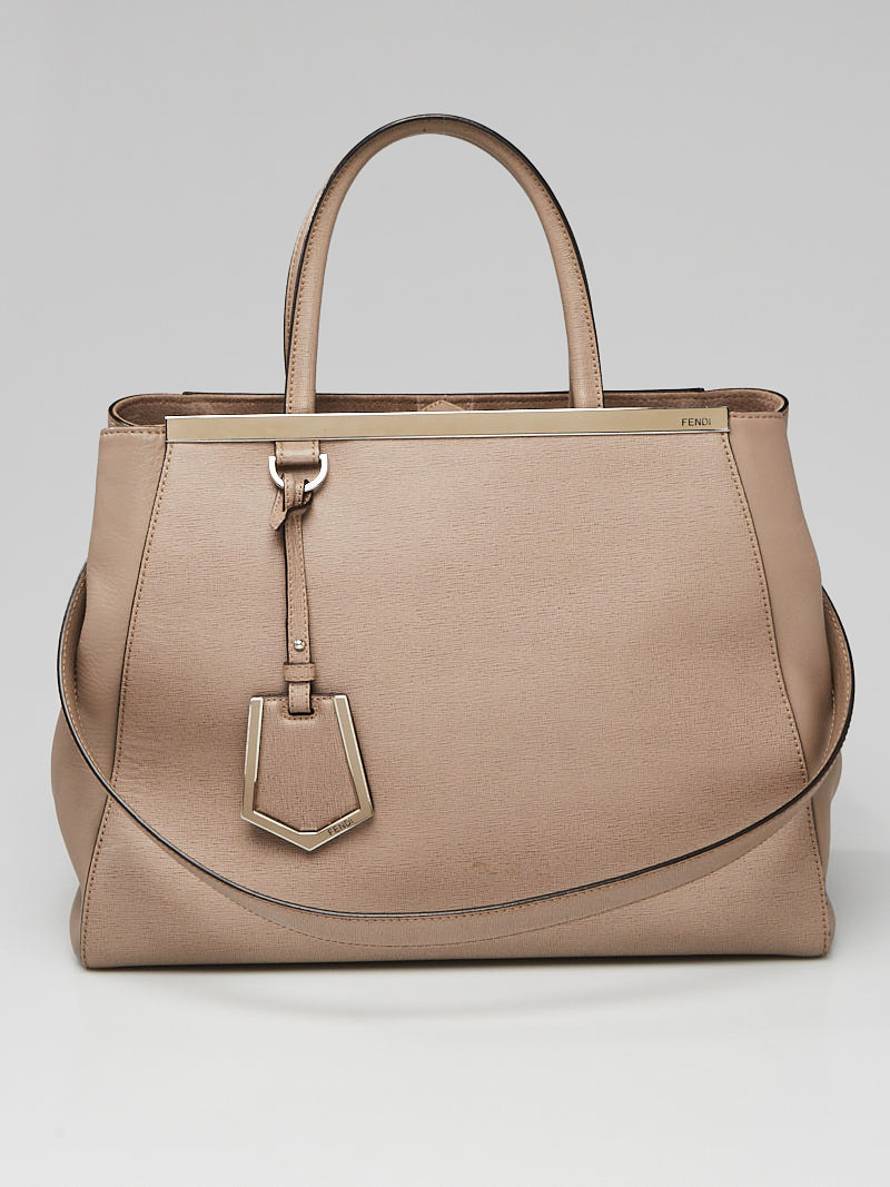 Fendi Beige Vitello Leather Medium 2Jours Elite Tote Bag 8BH250