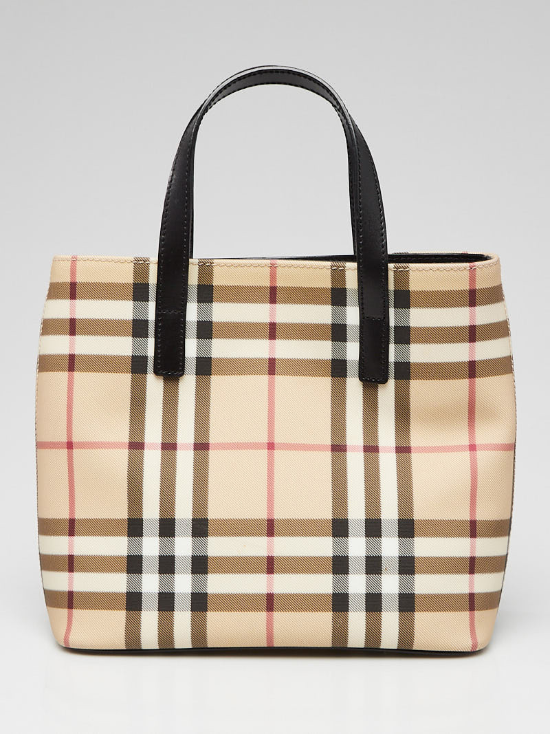 Burberry Black Nova Check Coated Canvas Mini Tote Bag