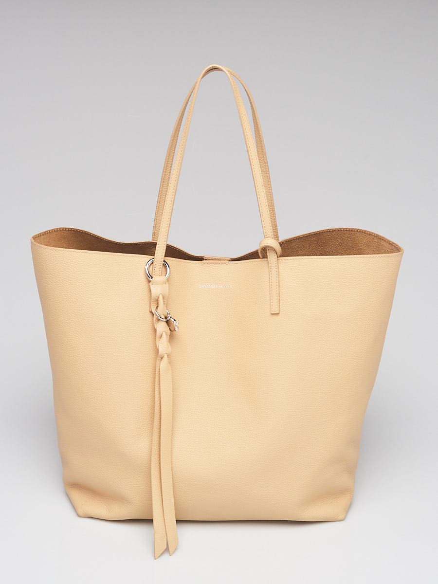 Alexander McQueen Beige Grain Leather Skull Large Shopper Tote Bag