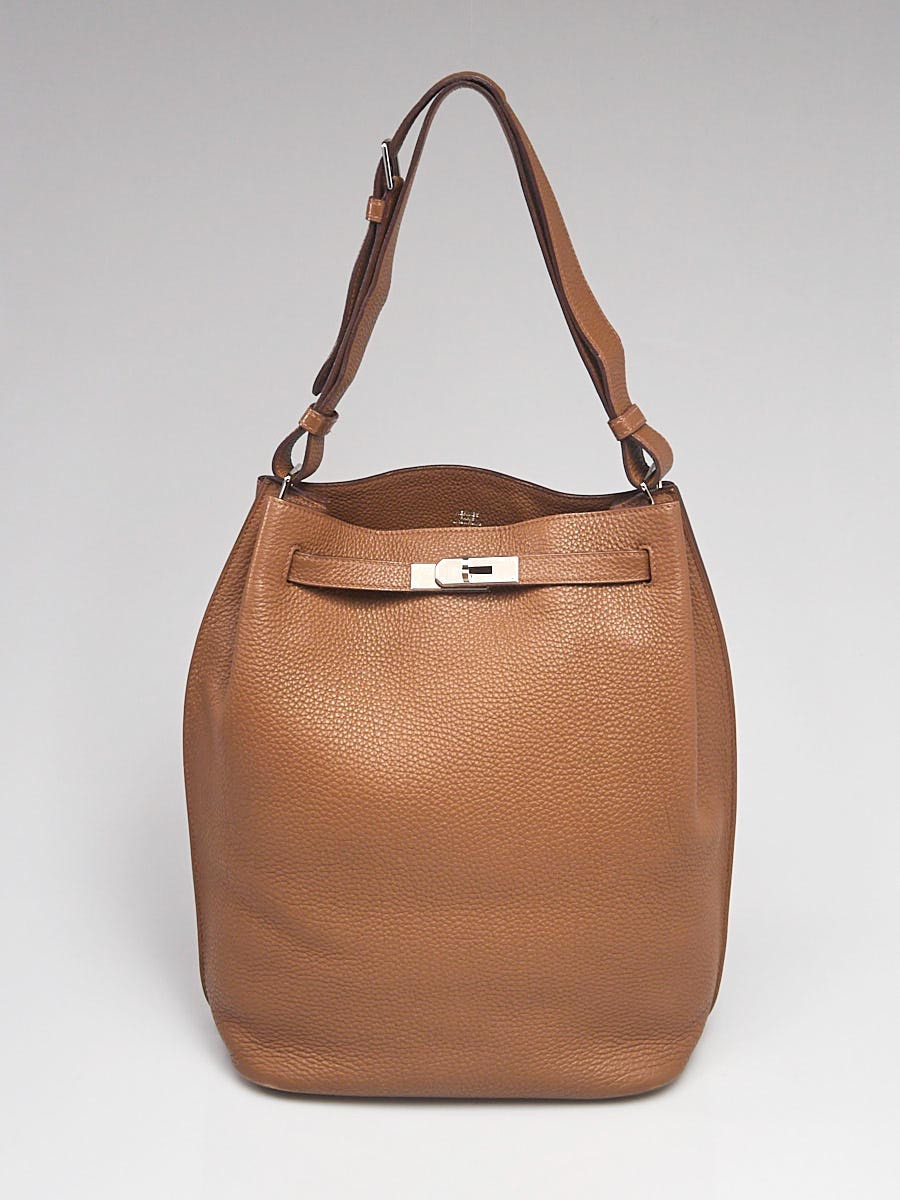 Hermes 28cm Alezan Togo Leather Palladium Plated So Kelly Bag