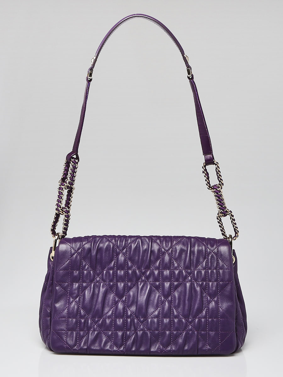 Christian Dior Purple Delices Gaufre Cannage Lambskin Leather Medium Flap Bag