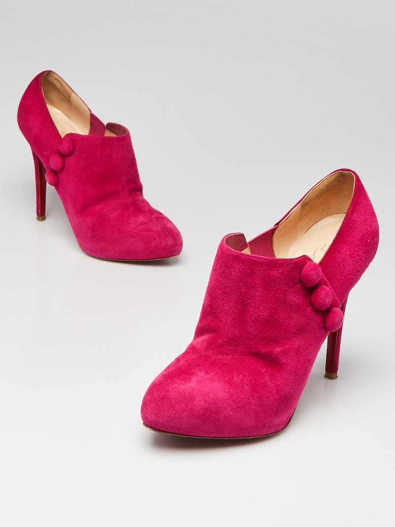 Christian Louboutin Fuxia Suede C'est Moi 120 Ankle Boots Size 10 40.5