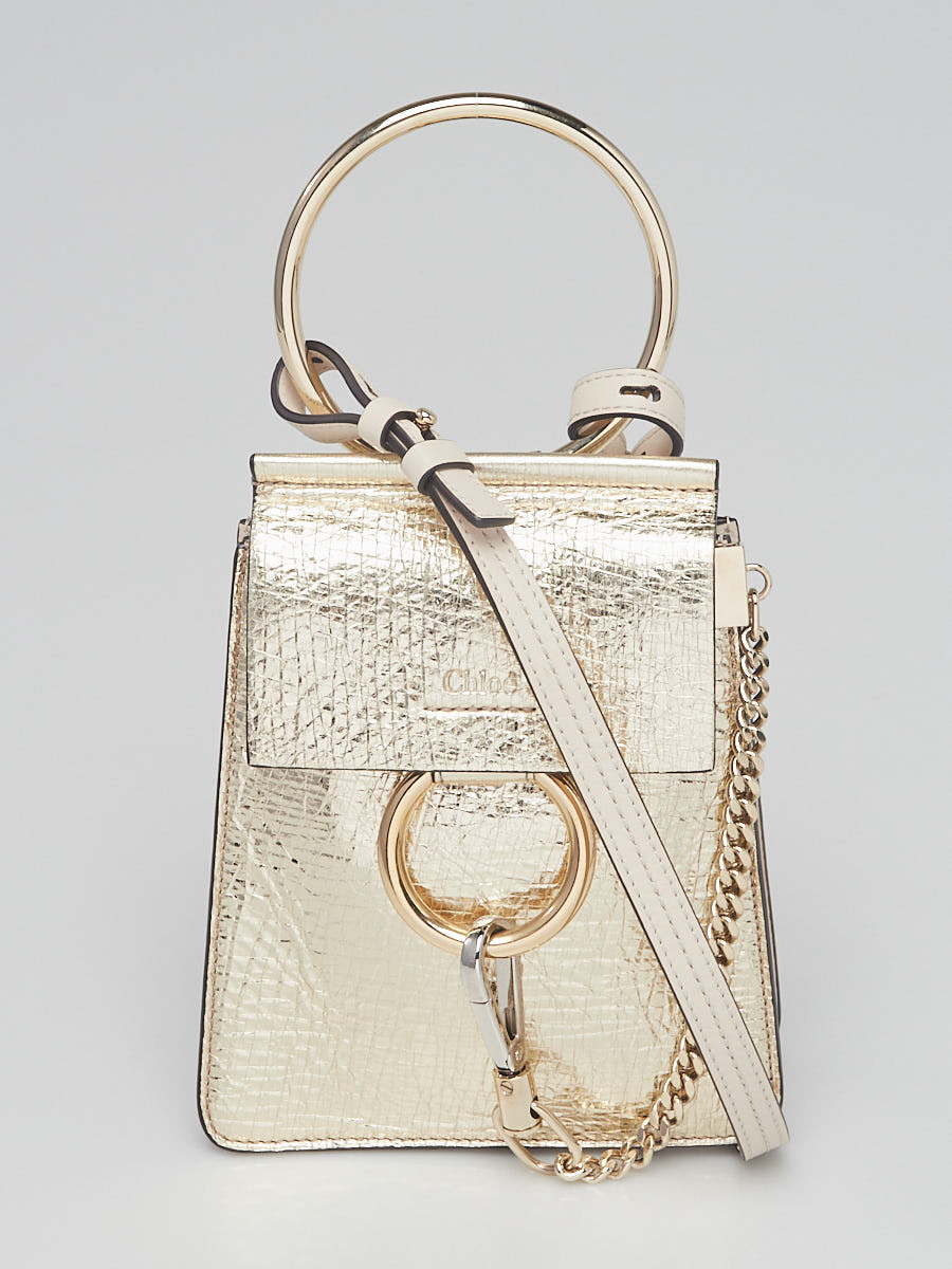 Chloe Metallic Gold Crinkle Leather Small Faye Bracelet Bag