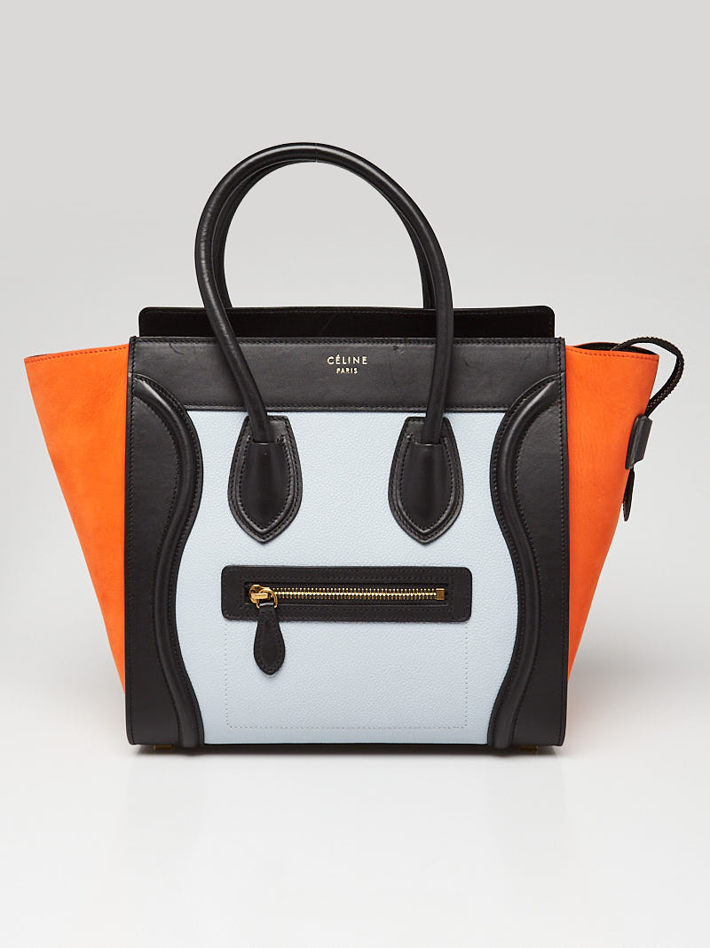 Celine Tri-Color Leather and Nubuck Micro Luggage Tote Bag