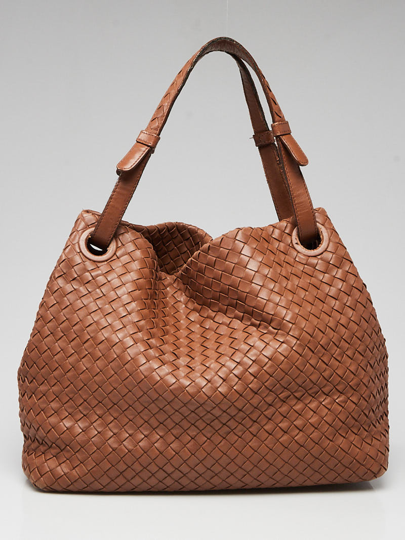 Bottega Veneta Noce Intrecciato Woven Nappa Leather Seamless Garda Tote Bag