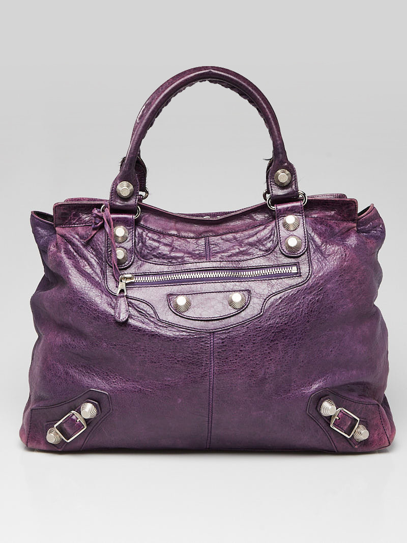 Balenciaga Ultraviolet Lambskin Leather Giant 21 Silver RTT Bag
