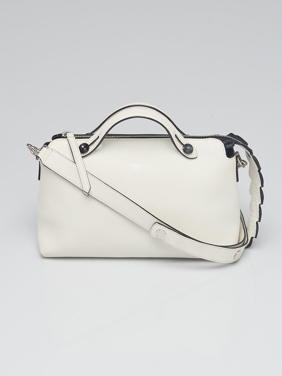 Fendi White Black Leather Small By The Way Bag - 8BL124