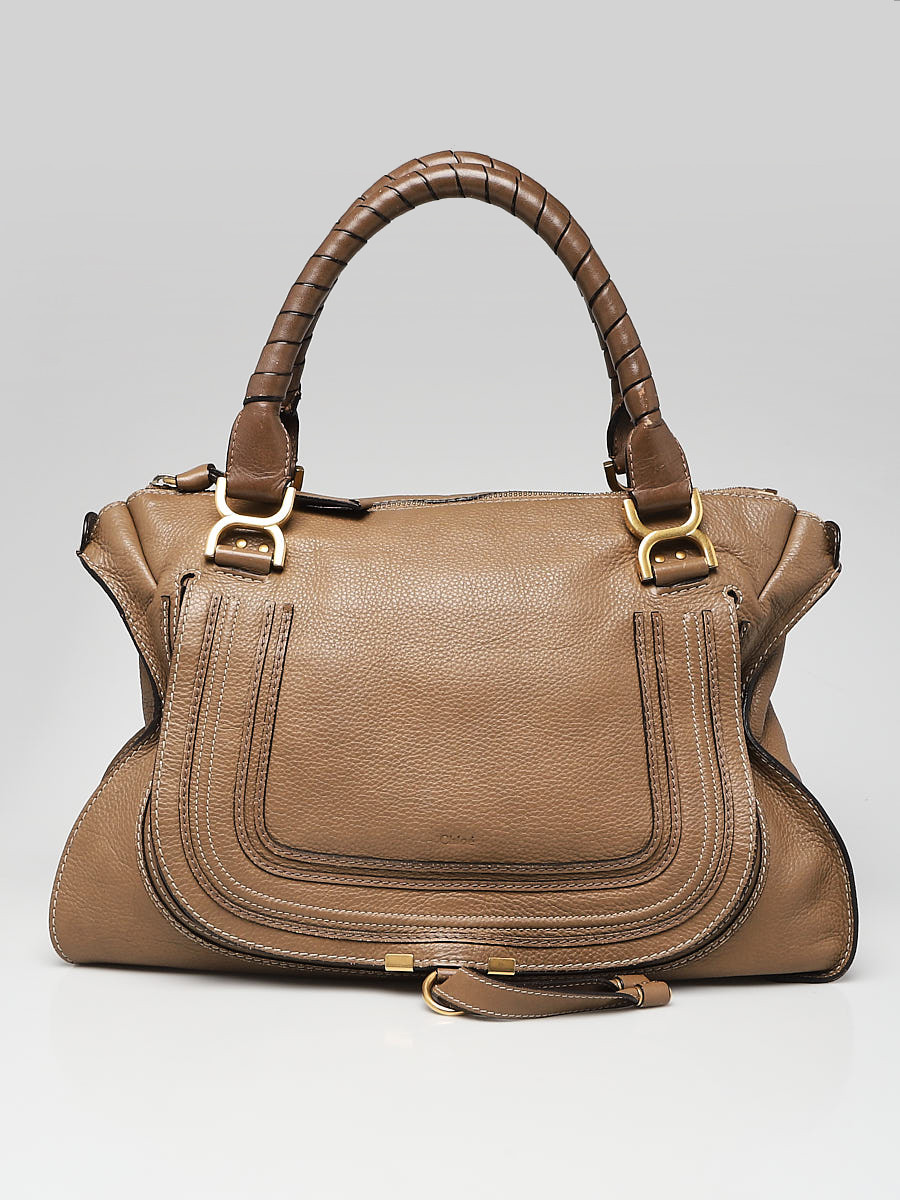 Chloe Light Brown Pebbled Leather Large Marcie Satchel Bag