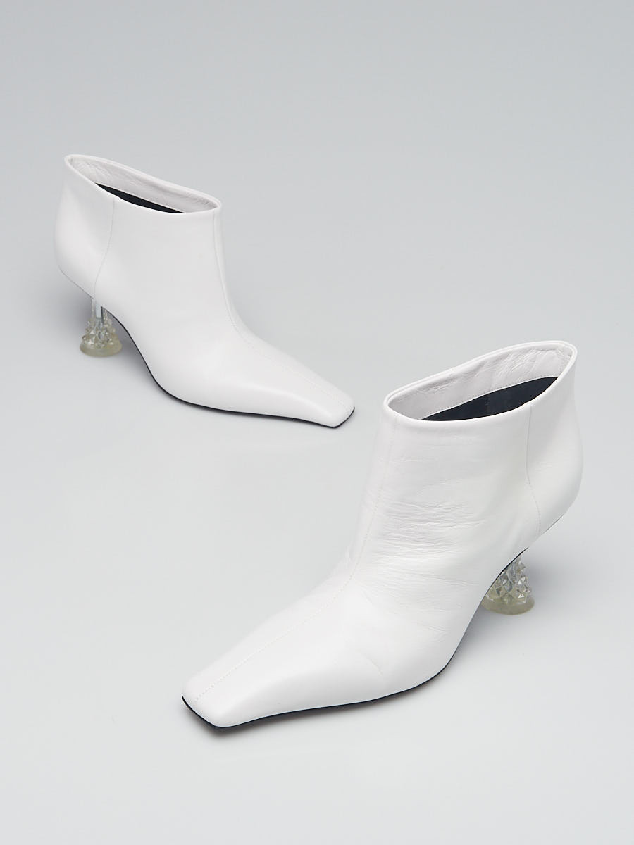 Celine White Leather Ankle Boots Size 7.5 38