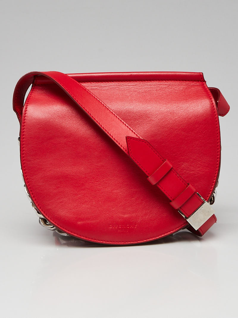 Givenchy Red Leather Infinity Mini Saddle Bag
