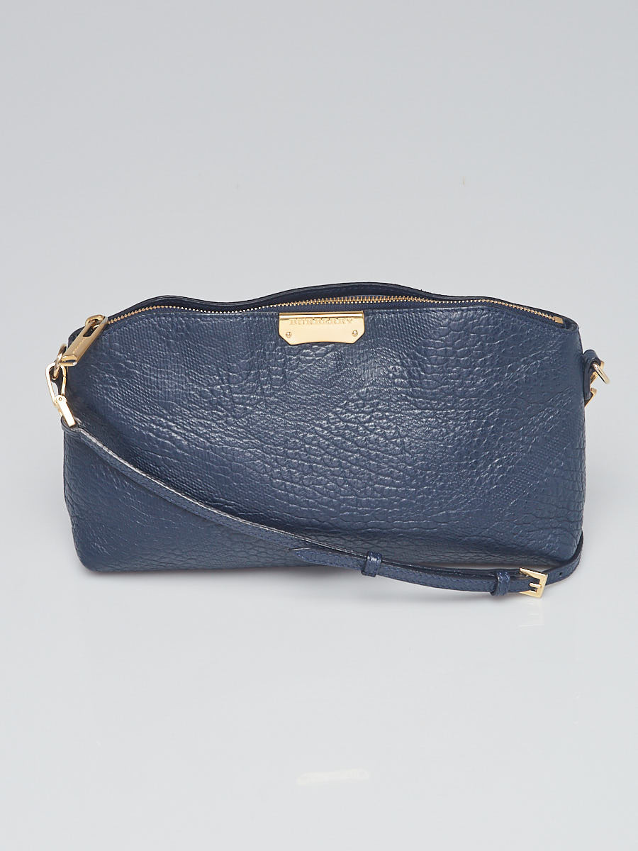 Burberry Blue Heritage Grain Leather Small Chichester Crossbody Bag