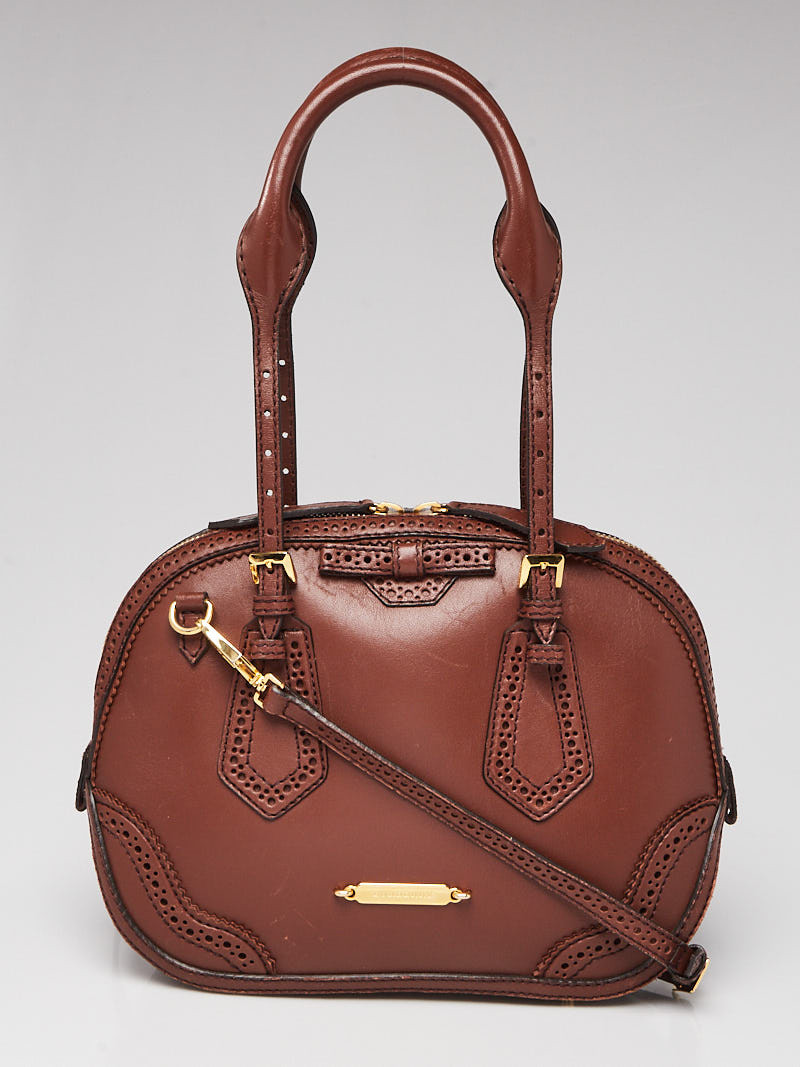 Burberry Brown Brogue Leather Small Orchard Bag