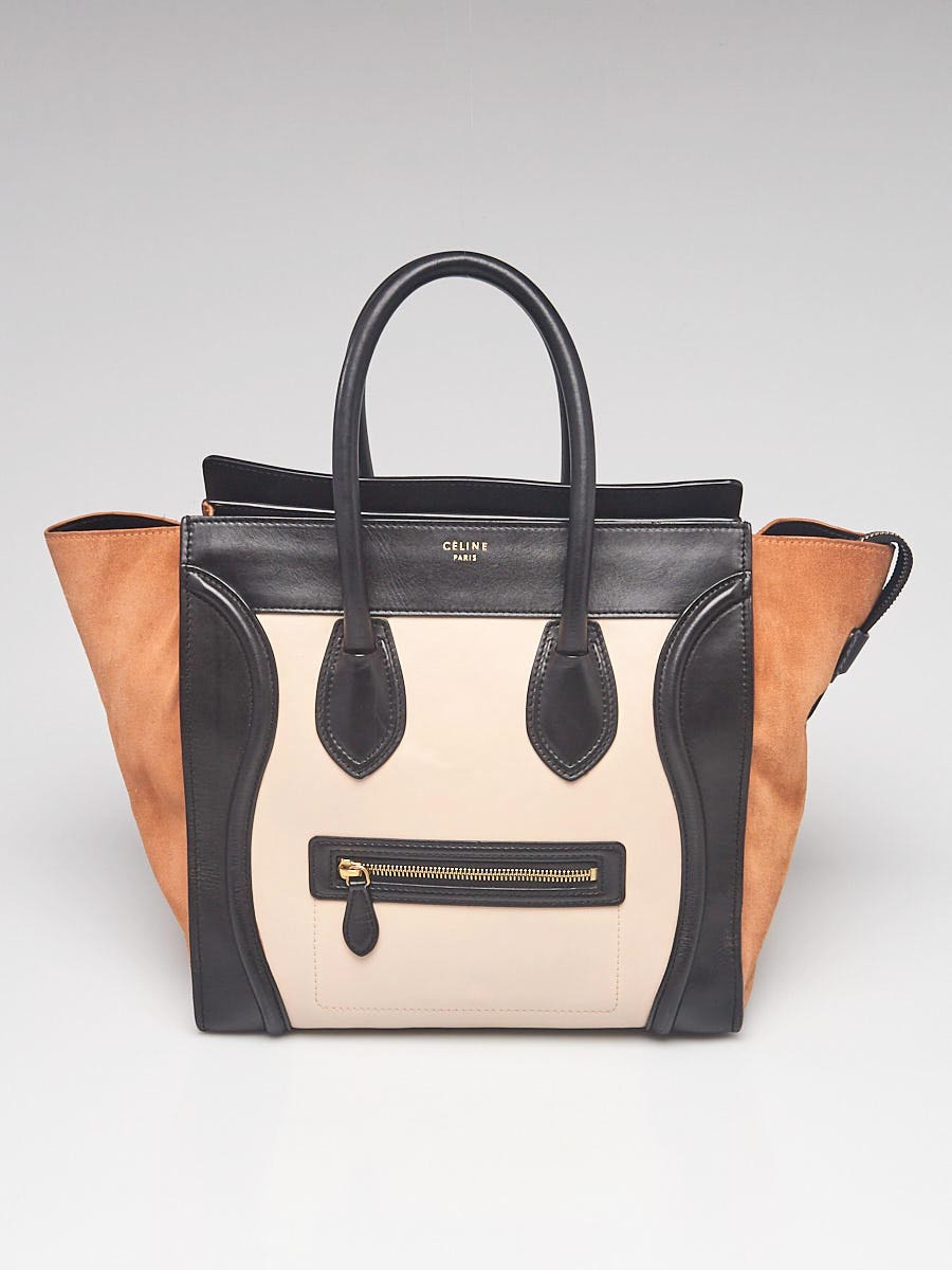 Celine Tri-Colored Leather Suede Mini Luggage Tote Bag