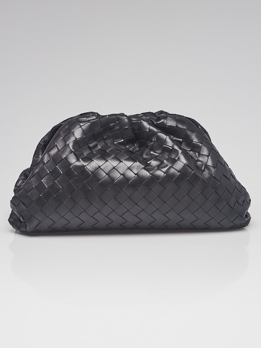 Bottega Veneta Black Intrecciato Woven Nappa The Pouch Clutch Bag