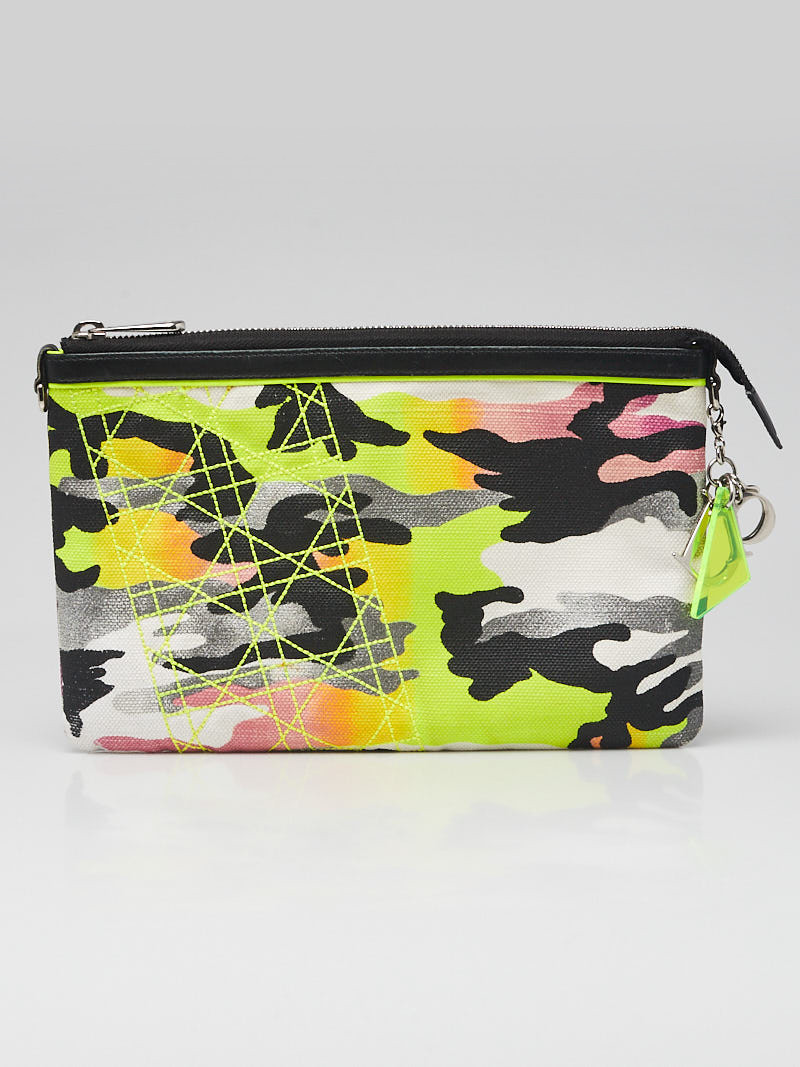 Christian Dior Yellow Camouflage Fabric Anselm Reyle Clutch Bag