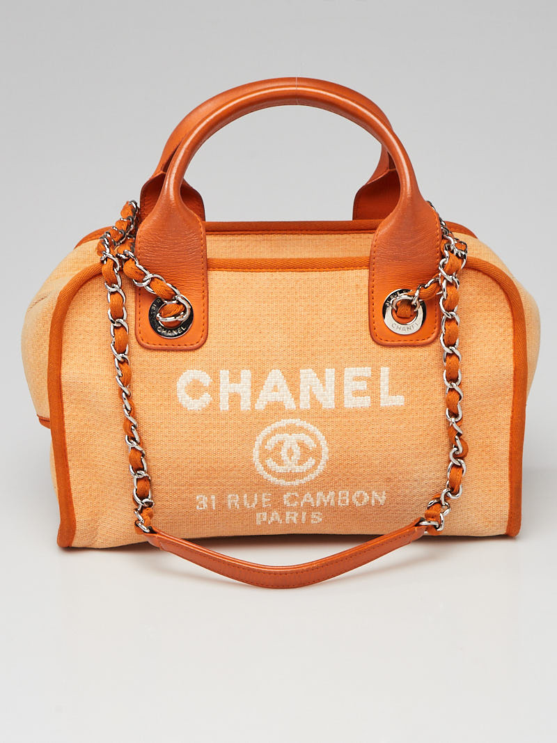 Chanel Orange Canvas and Leather Deauville Small Bowling Bag