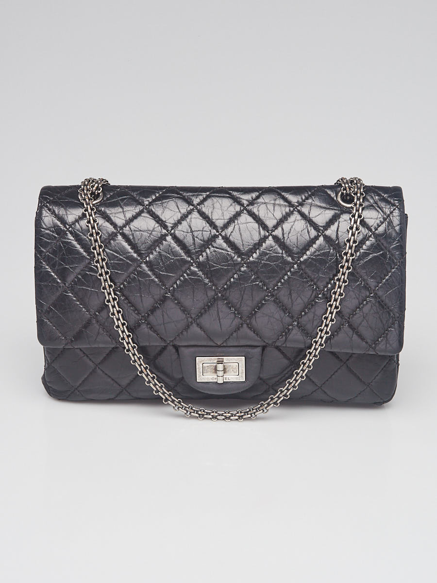 Chanel Black 2.55 Reissue Quilted Calfskin Leather 227 Jumbo Flap Bag