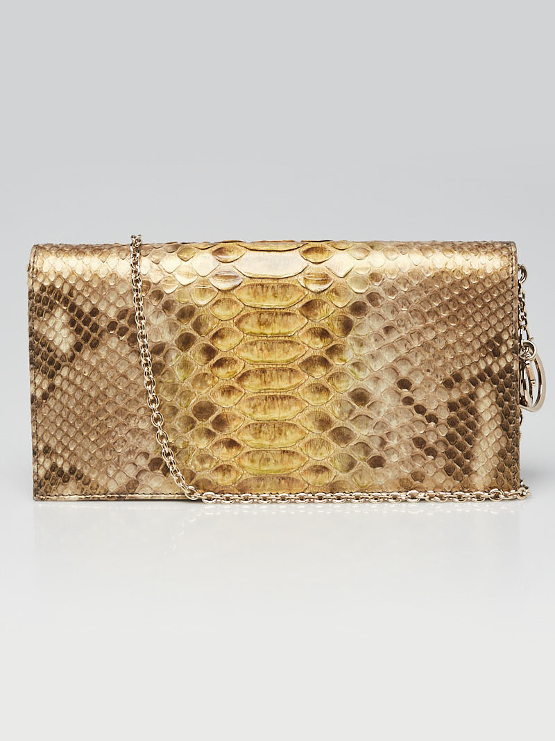 Christian Dior Gold Python Clutch Bag