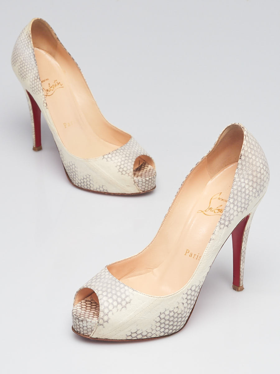 Christian Louboutin White Grey Python Very Prive 120 Pumps Size 5 35.5