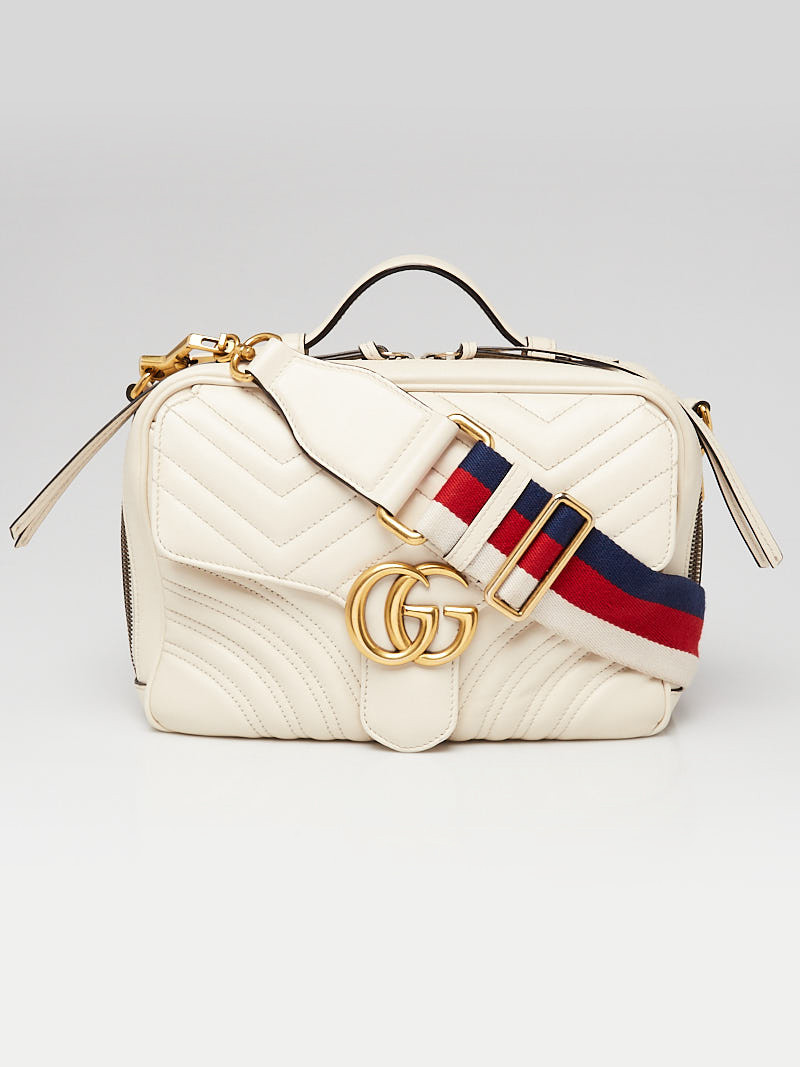 Gucci White Quilted Leather Marmont Small Shoulder Bag
