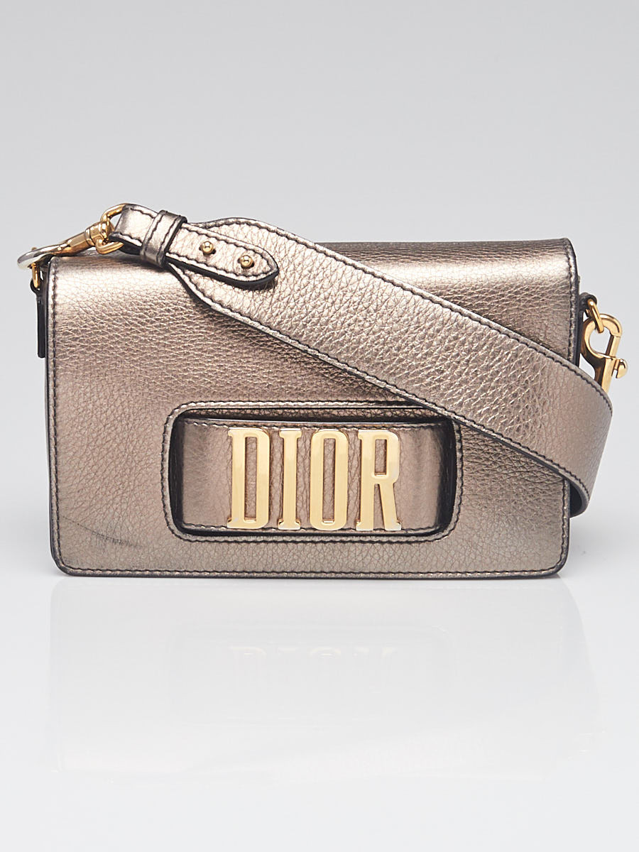 Christian Dior Silver Pebbled Calfskin Leather Dio(r)evolution Flap Bag