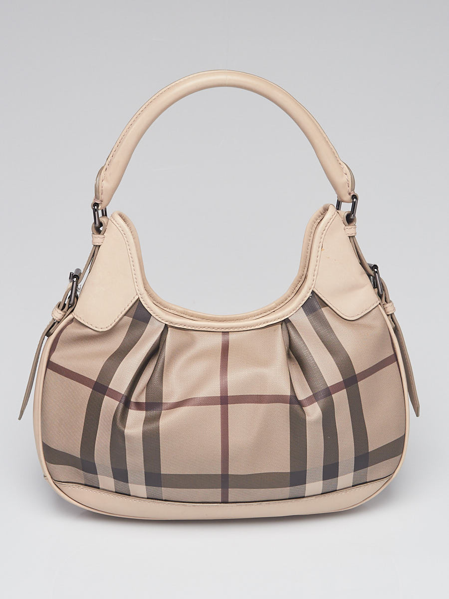 Burberry Smoked Check Coated Canvas Small Brooklyn Hobo Bag