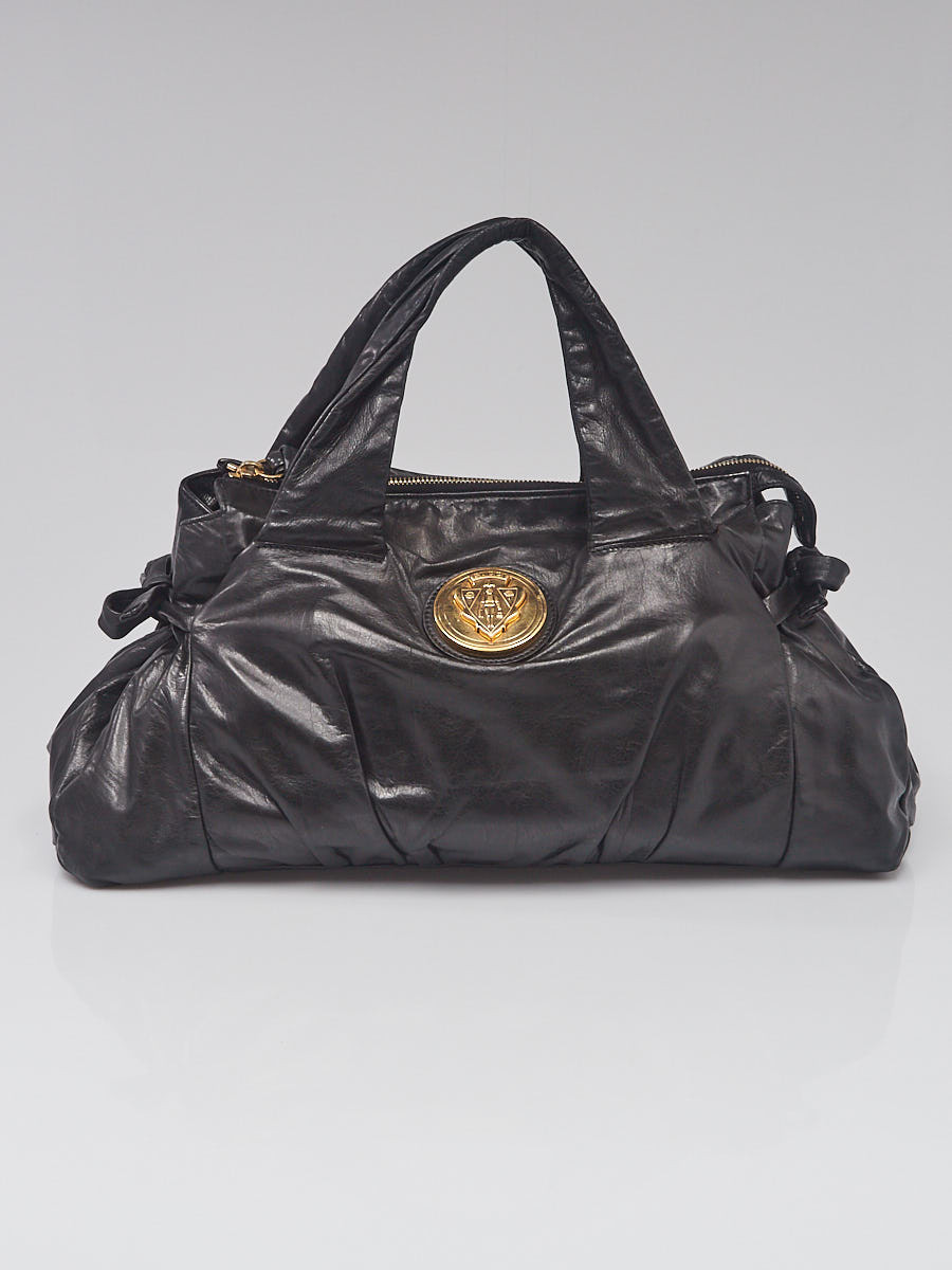 Gucci Black Leather Hysteria Medium Top Handle Bag
