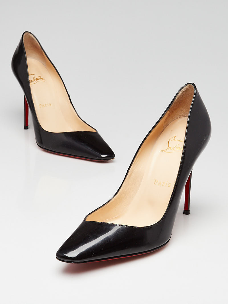 Christian Louboutin Black Jazz Calf Leather Corneille 100 Pumps Size 7 37.5