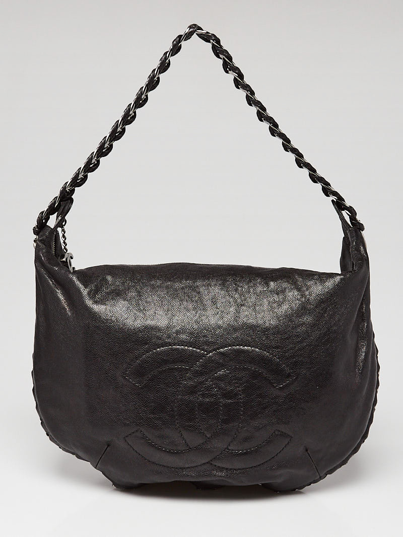 Chanel Black Glazed Caviar Leather Modern Chain Hobo Bag