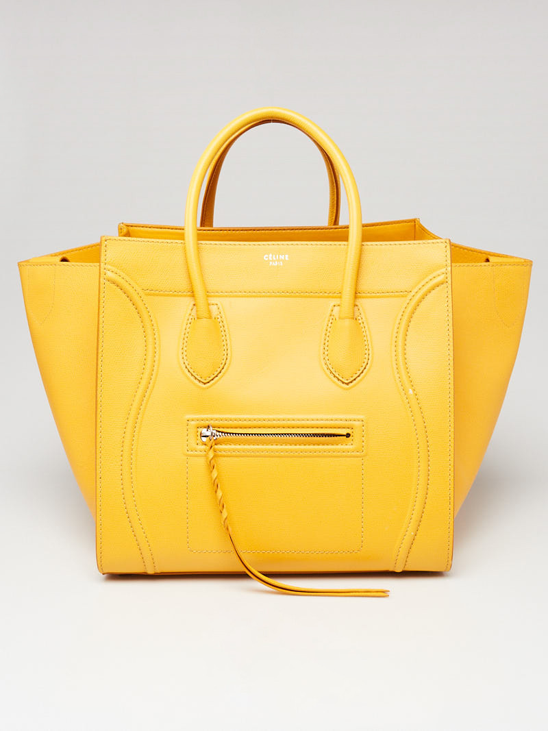 Celine Yellow Grained Leather Medium Phantom Luggage Tote Bag