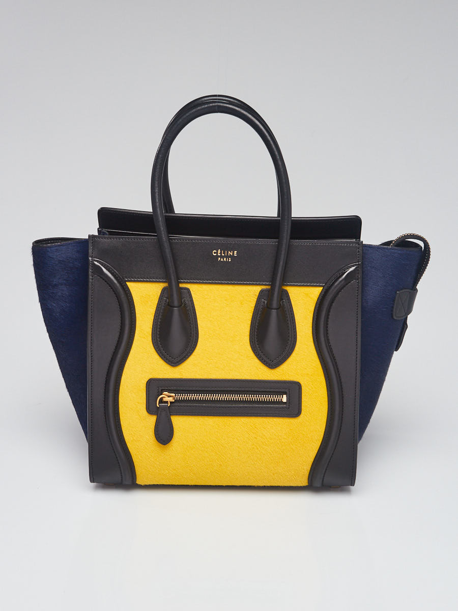 Celine Tri-Color Pony Hair and Leather Micro Luggage Tote Bag