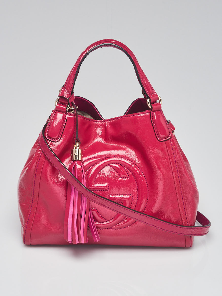 Gucci Pink Patent Leather Soho Small Crossbody Tote Bag
