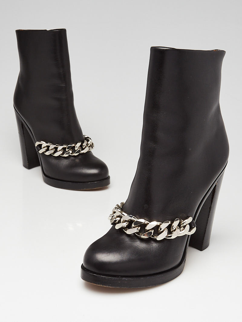 Givenchy Black Leather Laura Chain Boots Size 10 40.5