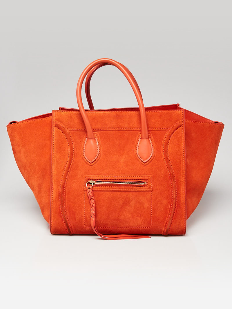 Celine Orange Suede  Medium Phantom Luggage Tote Bag
