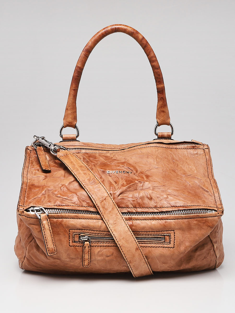 Givenchy Brown Sheepskin Leather Medium Pepe Pandora Bag