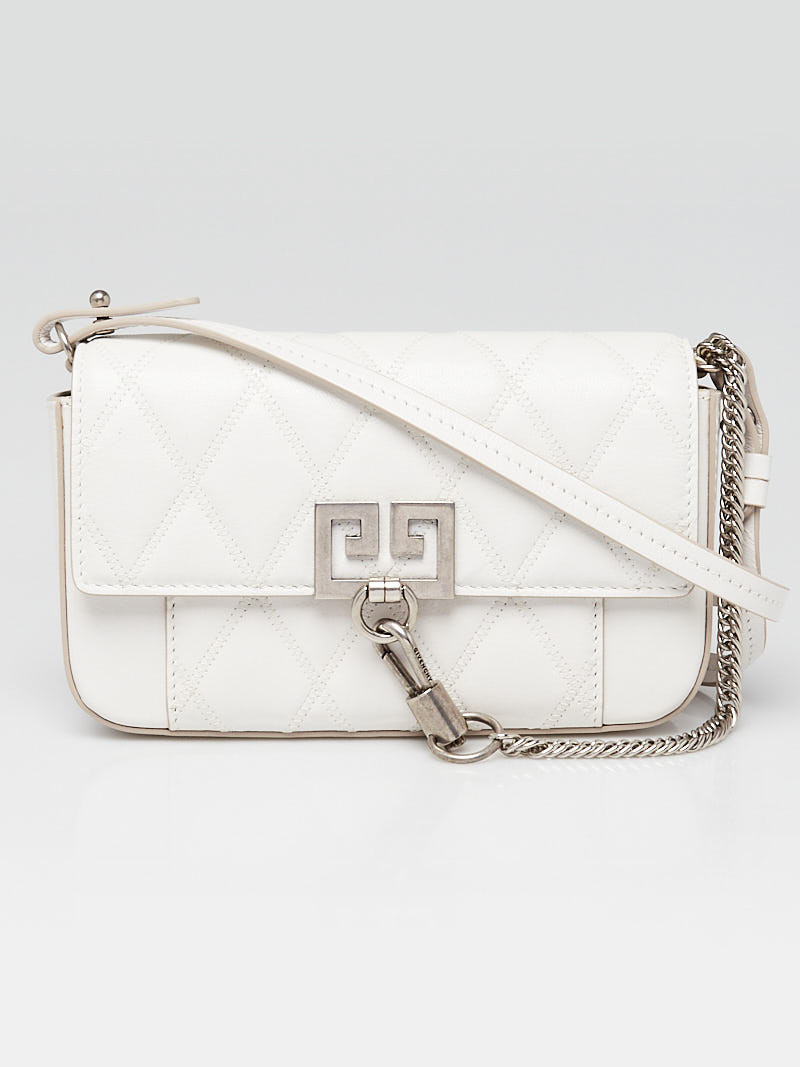 Givenchy White Quilted Leather GV3 Crossbody Bag