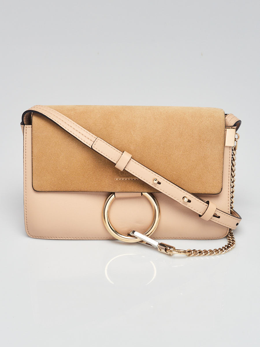 Chloe Pearl Beige Leather Suede Small Faye Crossbody Bag