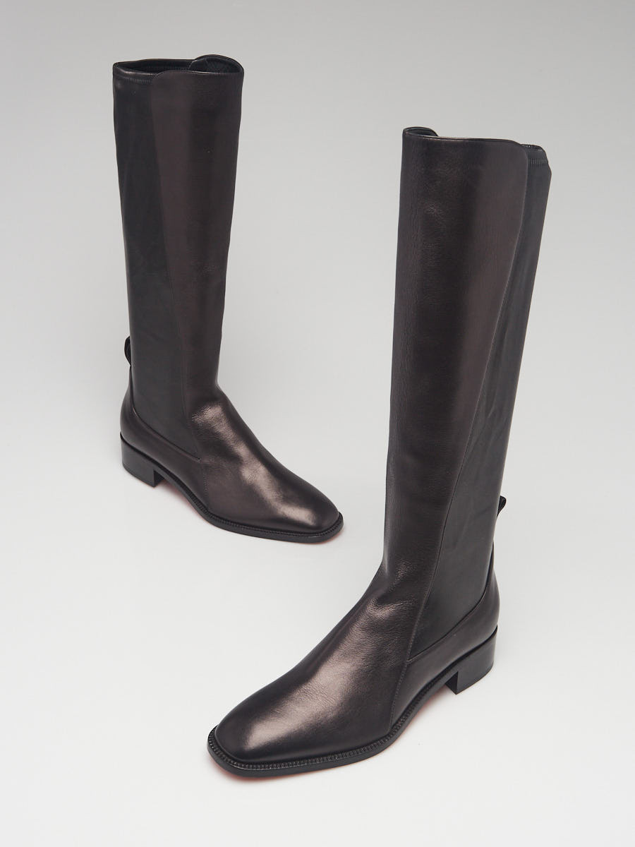 Christian Louboutin Black Leather Tagastretch Knee-High Boots Size 6 36.5
