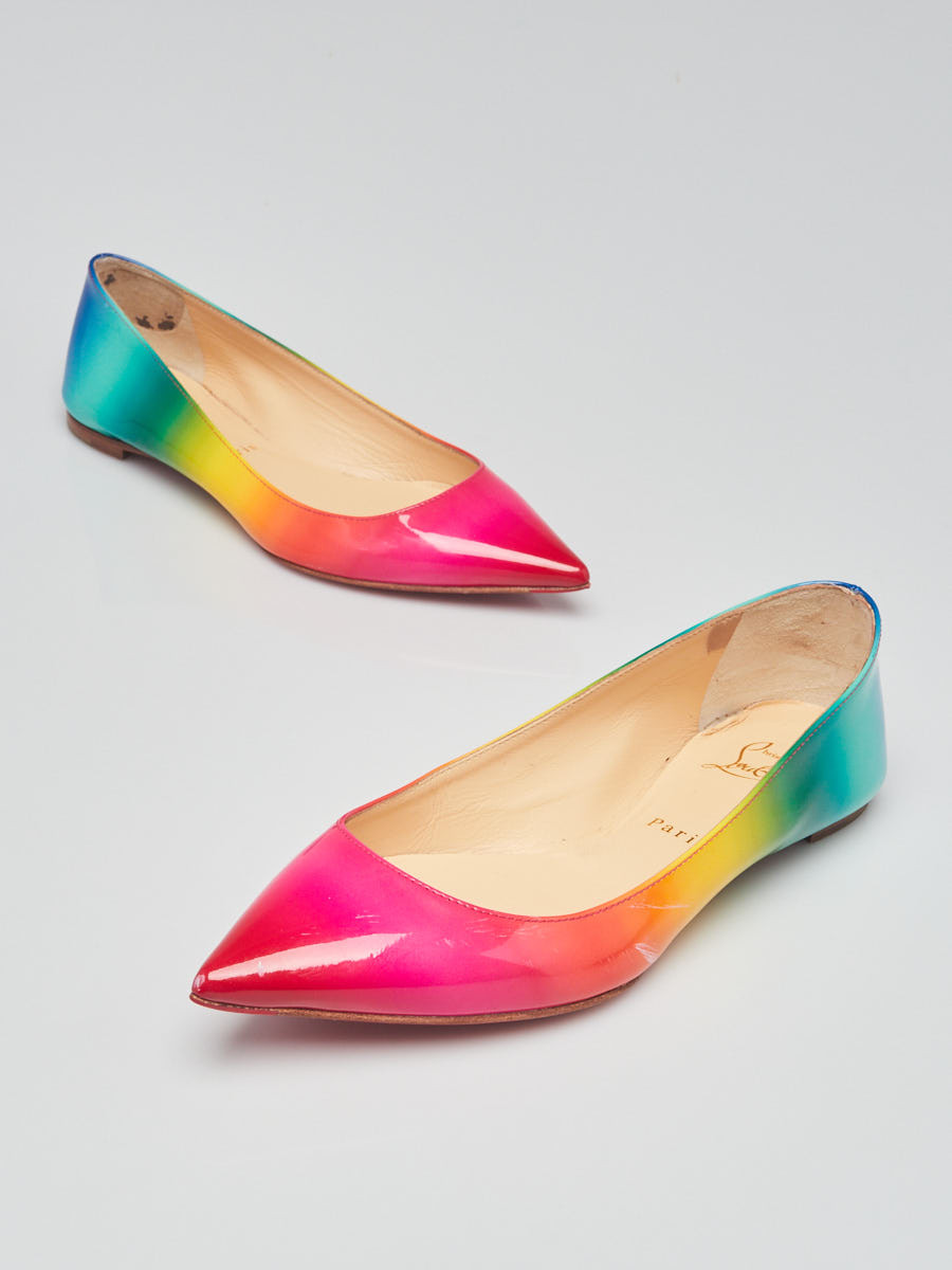 Christian Louboutin Multicolor Patent Leather Ballalla Flats Size 7 37.5