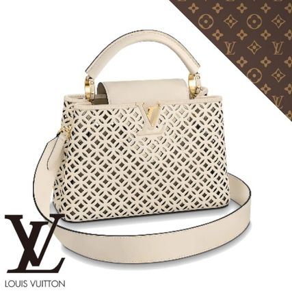 Louis Vuitton CAPUCINES 2019 20AW Flower Patterns Monogram Casual Style 2WAY Plain Leather M57228 