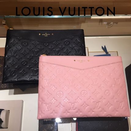 Louis Vuitton MONOGRAM EMPREINTE Monogram Plain Leather Elegant Style Clutches 