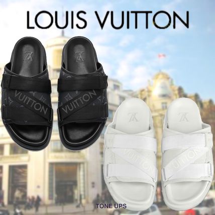 Louis Vuitton MONOGRAM Rubber Sole Casual Style Leather Mules Logo Sandals 