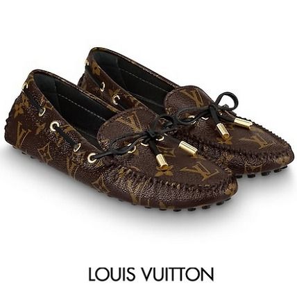 Louis Vuitton MONOGRAM Monogram Plain Toe Elegant Style Loafer &amp; Moccasin Shoes 1A3QNI 